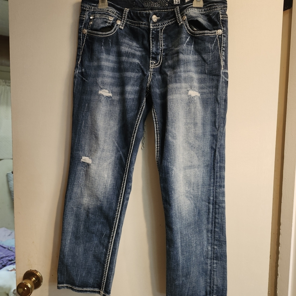 Miss Me Blue Distressed Straight Leg Jeans